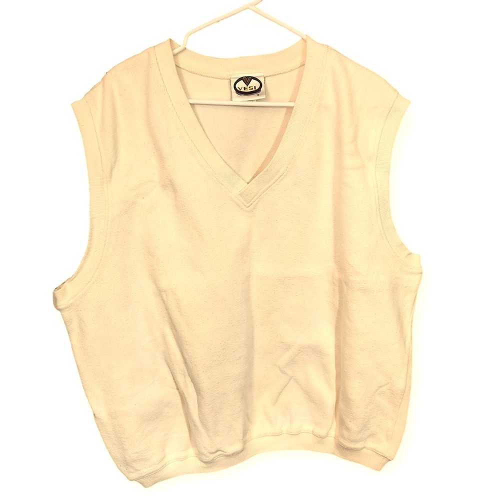 Vesi Pullover Golf Vest Cream Color V-Neck Mens Size XLarge